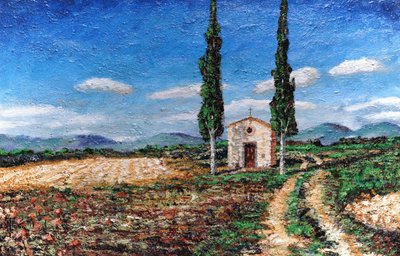 Chapel and Two Trees, Tuscany, 2005 by Trevor Neal